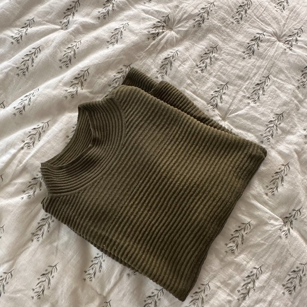 Anthropologie Daily Practice Vintage Mock Neck Green Sweater